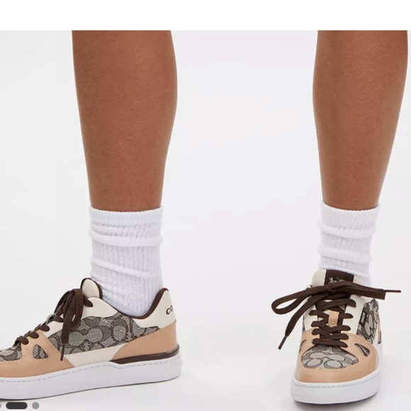 New🤎Coach Maple Clip Low Top Sneaker In Signature Jacquard - Picture 5 of 5
